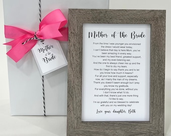Mother of the Bride Poem, Framed Mother of the Bride Gift, Personalized Wedding Poem from Daughter with Gift Wrap, Mother Gift