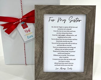 Personalized Sister Poem - Birthday Gift, Framed Sister Print