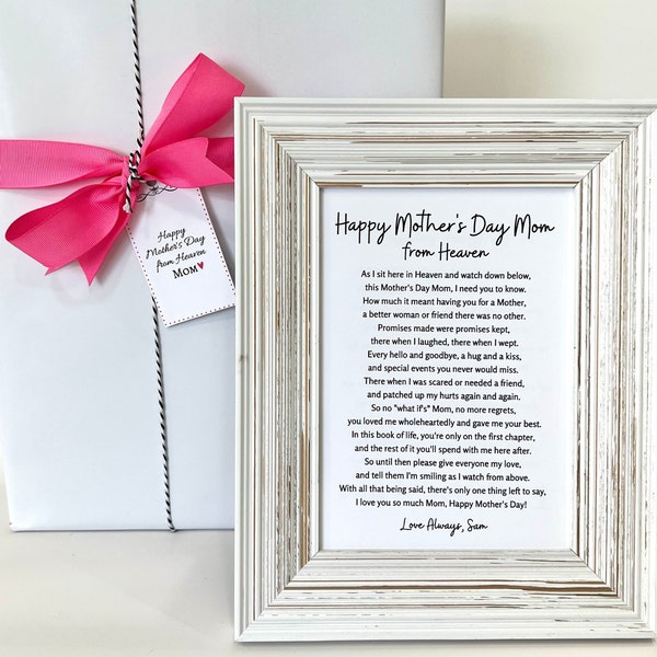 Happy Mother's Day from Heaven, Mother's Day Poem, Loss of Daughter Poem, Loss of Son Poem, Mother's Day Gift for Grieving Parent, Gift Wrap