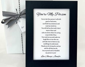 You're My Person Poem, Personalized Husband Poem, Wife Poem, Poem for Girlfriend, Poem for Boyfriend, Poem for Best Friend, Best Friend Poem