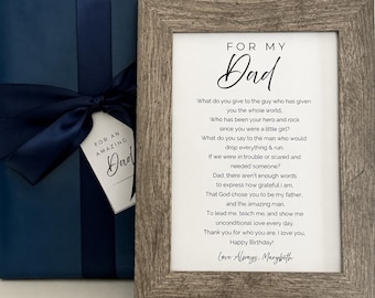 Dad Birthday Gift from Daughter, Father's Day Gift, Dad Poem from Daughter, Personalized Dad Gift from Daughter, Framed Dad Poem