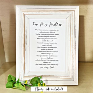 For My Mother PDF, Mother&#39;s Day Poem, Mother&#39;s Day Printable, Mother&#39;s Day Personalized Poem, Mother&#39;s Day Download, Gift from Daughter