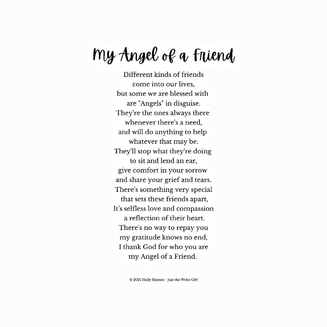 Angel Friendship Poem Framed Angel Poem Angel Poem Best Etsy