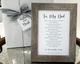 Father of the Bride Poem, Personalized Framed Dad Poem, Personalized Dad Wedding Gift with Gift Wrap, Wedding Gift from Daughter, Gift Wrap