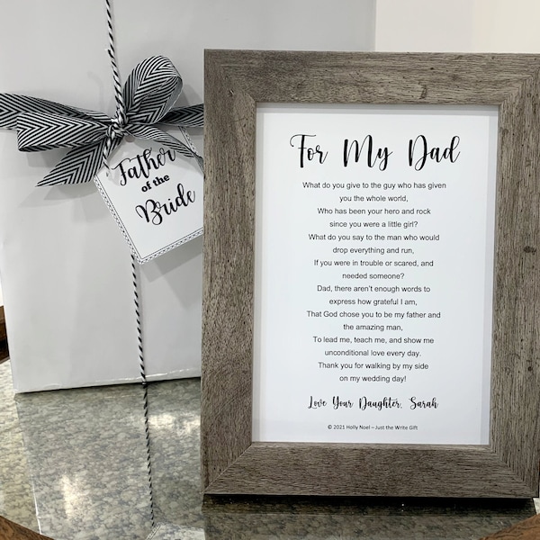 Father of the Bride Poem, Personalized Framed Dad Poem, Personalized Dad Wedding Gift with Gift Wrap, Wedding Gift from Daughter