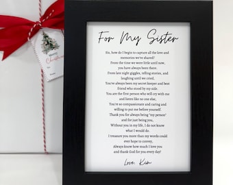 Sister Christmas Poem, Framed Sister Poem, Sister Christmas Gift, Personalized Sister Poem, Personalized Sister Gift, Gift Wrapping