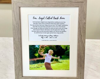 Framed Sympathy Poem Gift: Angel Memorial Photo Frame
