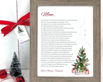 Christmas Gift for Mom, Personalized Mom Christmas Poem from Daughter or Son, Framed Personalized Poem for Mom, Gift from Daughter or Son