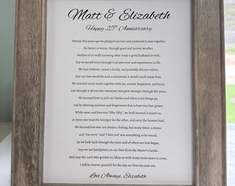Wedding Anniversary Gift, Poem for Wife, Poem for Husband, Anniversary Gift for Wife, Anniversary Gift for Husband, 25th Wedding Anniversary