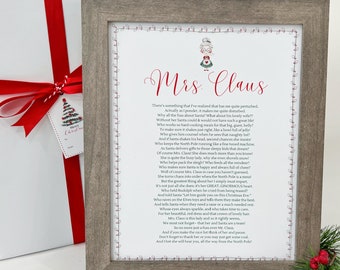Framed Christmas Poem, Mrs. Claus Poem, Mrs. Claus Gift, Personalized Christmas Poem, Santa Lovers Gift, Funny Christmas Poem, Gift Wrapping