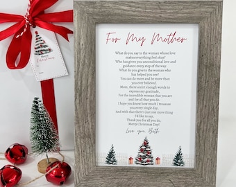 Mom Christmas Gift, Personalized Mom Christmas Poem, Personalized Gift for Mom from Daughter or Son, Personalized Christmas Poem for Mom