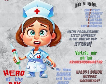 Digiset *Beruf Krankenschwester* svg png basteln 24 xDigipapier jpg krank Pflege Patient Spritze lustige Redewendungen  Farbpalette svg