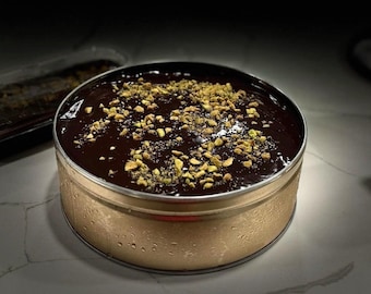 Inspired by Trending Dubai Chocolate bar| Pistachio  Knafeh Basque Burnt Chocolate Cheesecake | 8” can