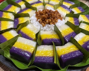 Not your ordinary Sapin Sapin made with bits of jackfruit, coconut strips and Ube jam