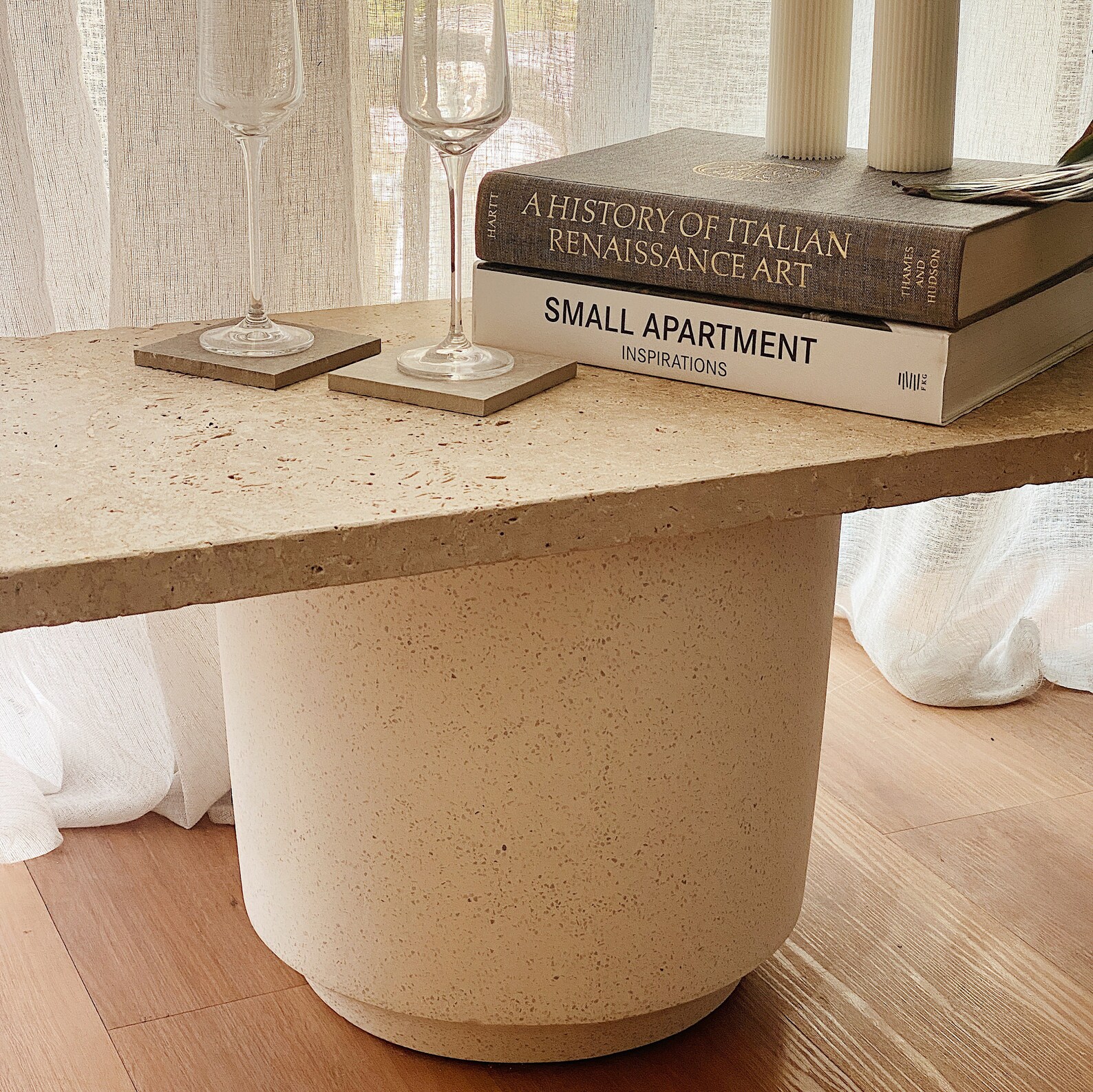 Longue table basse blanche en travertin Sydney seulement Etsy