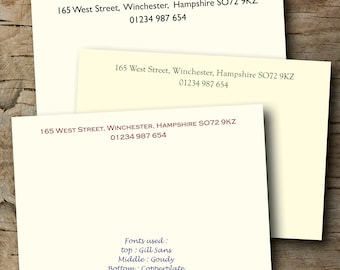 50 Personalised correspondence cards / thank you /  note cards. Traditional elegant designs printed on Conqueror 300gsm.