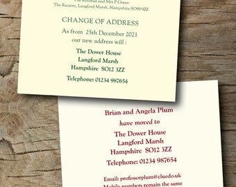 Change of address cards. 50 cards with matching envelopes. Traditional, elegant designs printed on Conqueror wove 300gsm.