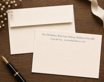 Correspondence cards, personalised, A6, printed on 300 gsm Conqueror OYSTER wove (smooth)