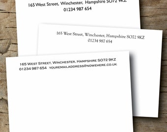 Correspondence cards, personalised, A6, printed on 300 gsm white board.