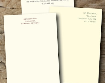 100 A5 personalised letterheads with matching envelopes, traditional elegant designs. Printed on Conqueror 120gsm.