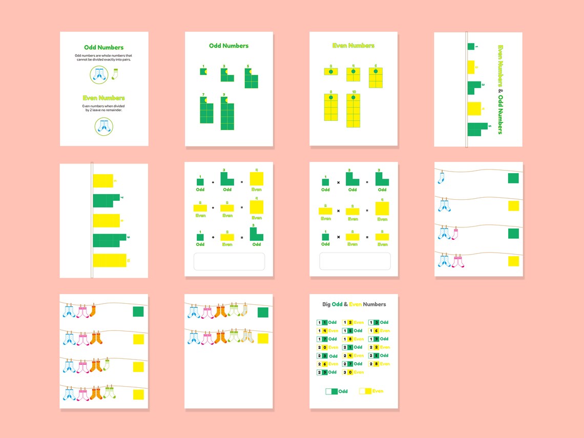 Odd and Even Numbers, Math Matching, Learning Binder, Montessori Math ...
