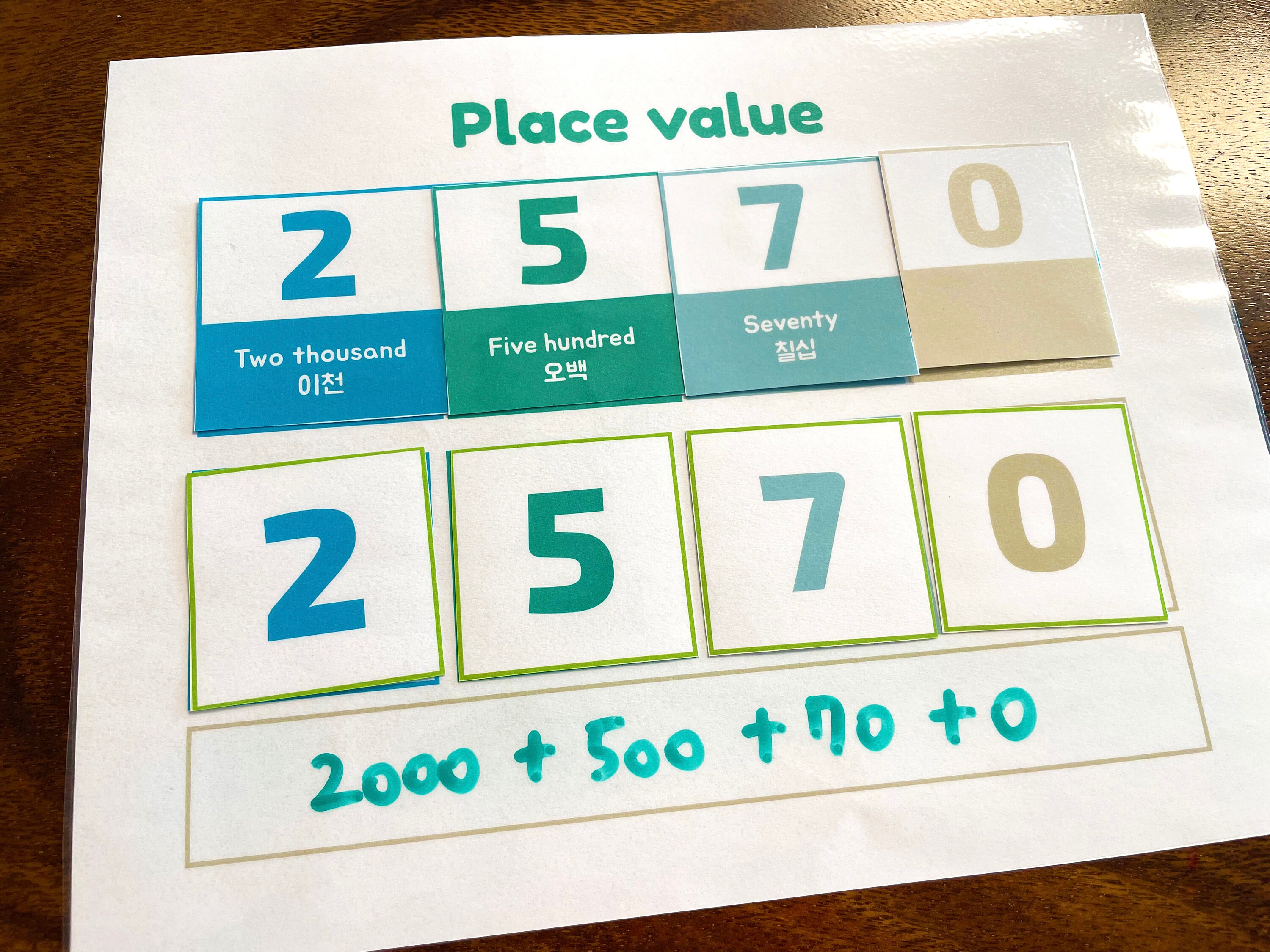 Place Value Thousands Printable Activity Korean & English, Math Place ...