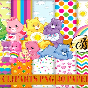 Care Bears Clipart, Care Bears PNG, Care Bears Geburtstag, Care Bears Digitalpapier, Care Bears Papiere, Care Bears Sammelalbum, Care Bears Design