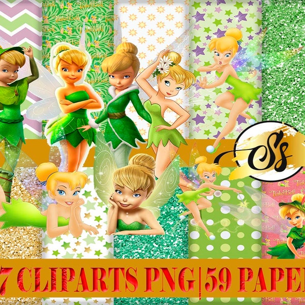 Tinker Bell Clipart, Tinker Bell Clipart, Tinker Bell PNG, Tinker Bell Birthday, Tinker Bell Digital Paper, Tinker Bell, Tinker Bell Papers