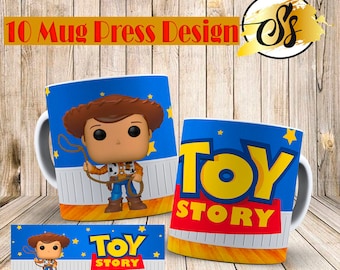 Paquete de prensa para tazas de Toy Story, diseño de tazas de Toy Story, sublimación de tazas de Toy Story, diseño de prensa para tazas de Toy Story, diseño de taza de Toy Story de 325 ml, Toy Story
