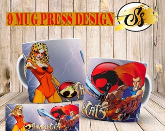 ThunderCats-Tassenpresse im Set, ThunderCats-Tassenpress-Design, ThunderCats-Tassen-Sublimation, ThunderCats-Tassen-Design, ThunderCats-Tassenbecher (325 ml)