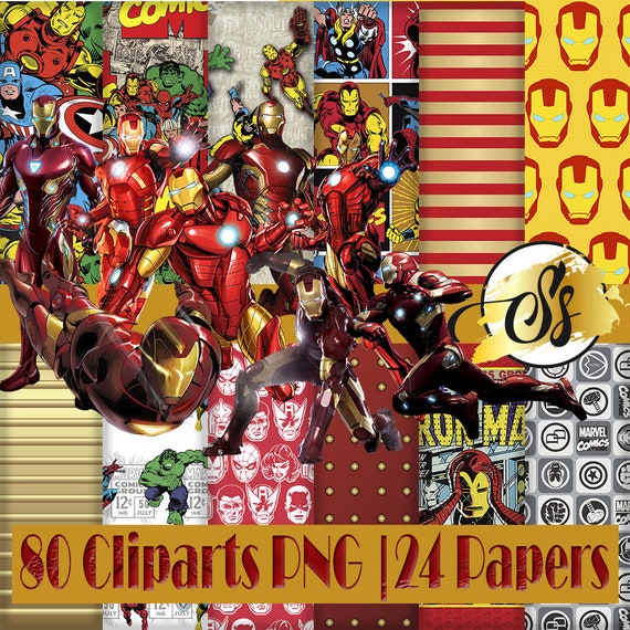 Iron Man Clipart, Super Heroes Clipart, Iron Man PNG, Iron Man Birthday, Iron Man Digital Paper, Iron sublimation, Iron Man Party, Iron Man