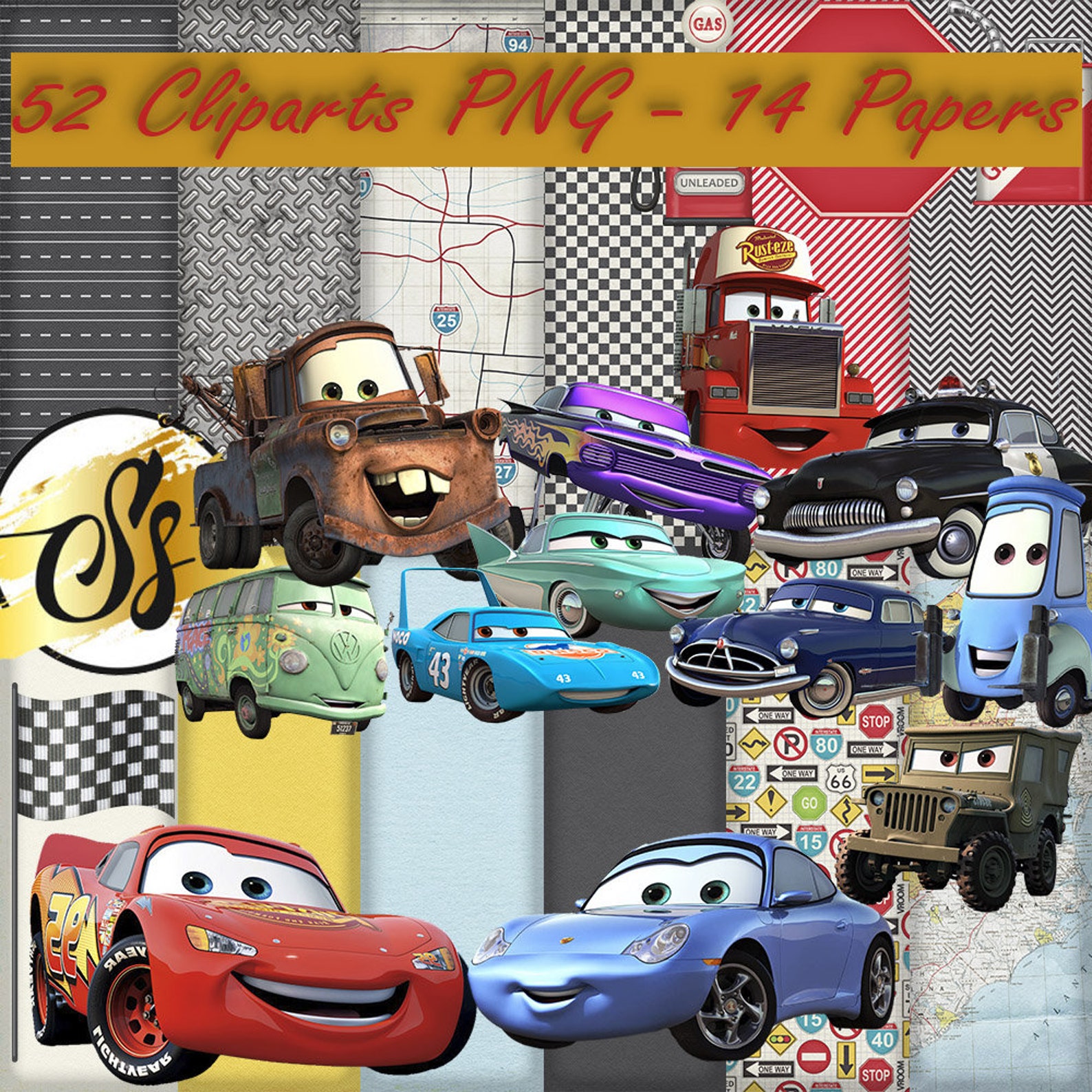 Cars Clipart Cars Movie Clipart Cars PNG Cars Movie | Etsy