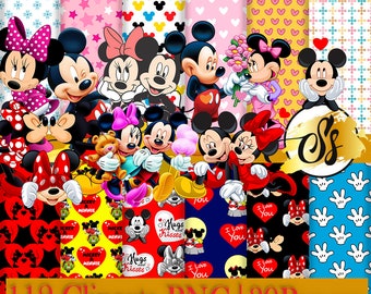Mickey Clipart Minnie Clipart Mickey Valentine's Day - Etsy