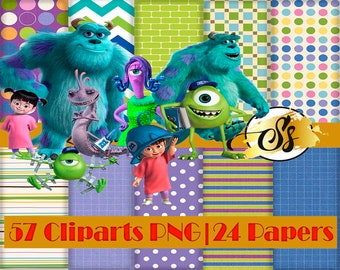 Monster Inc Clipart, Monster Inc PNG, Monster Inc Birthday, Monster Inc Digital Paper, Monster Inc Sublimation, Monster Inc Scrapbook,