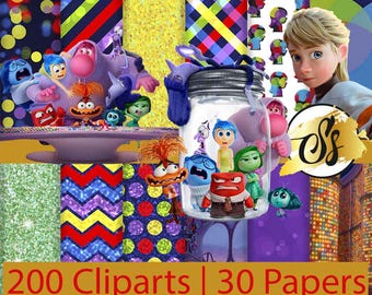 Inside Out Clipart, Inside Out PNG, Inside Out Birthday, Inside Out Digital Paper, Inside Out scrapbook, Inside Out paper, Inside OutvDesign