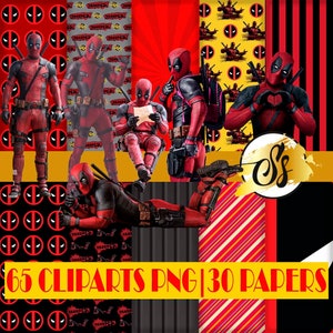 Deadpool Clipart, Deadpool PNG, Deadpool Geburtstag, Deadpool Digitalpapier, Deadpool Party, Deadpool Design, Deadpool digitale Kunst, Deadpool