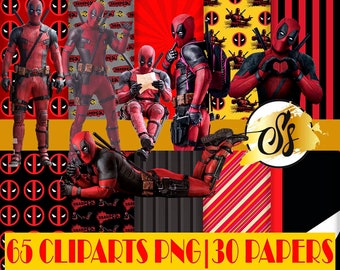 Deadpool Clipart, Deadpool PNG, Deadpool Birthday, Deadpool Digital Paper, Deadpool Party, Deadpool Design, Deadpool digital art, Deadpool
