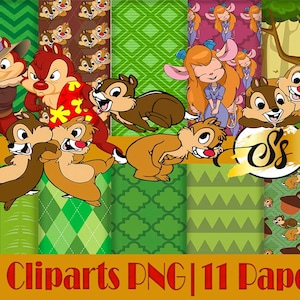 Chip and Dale, Chip and Dale Clipart, Chip and Dale PNG, Chip and Dale Paper, Chip and Dale Birthday, Chip and Dale Digital Papers