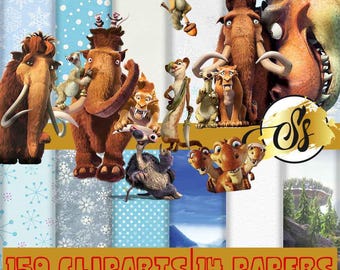 Ice Age Clipart, Ice Age PNG, Ice Age Birthday, Ice Age Digital Paper, Ice Age scrapbook, Ice Age papers, Ice Age Design