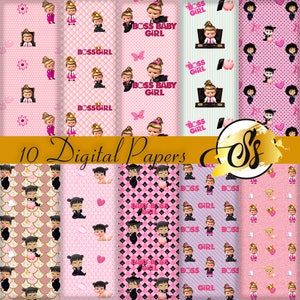 10 Seamless Pattern Boss Baby Girl, Boss Baby Girl Digital Paper, Boss baby Digital Papers, Boss baby Girl Birthday, Baby Girl Paper cod: 07