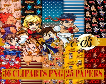 Street Fighter Clipart, Street Fighter PNG, Street Fighter Birthday, Street Fighter Digital Paper, Street Fighter, Street Fighter Clipart