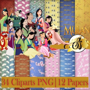 Mulan Clipart, Prinzessin Clipart, Mulan PNG, Mulan Geburtstag, Mulan Digitales Papier, Mulan Sublimation, Mulan Party, 143
