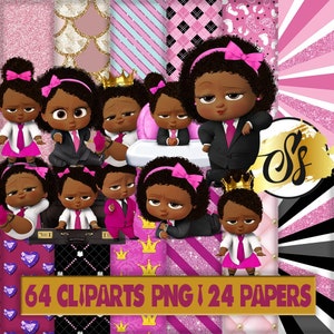 Boss Baby Girl Afro Clipart, Boss Baby Girl Afro PNG, Boss Baby Girl Afro Cumpleaños, Boss Baby Girl Afro Digital Paper, Boss Baby Girl, Chica