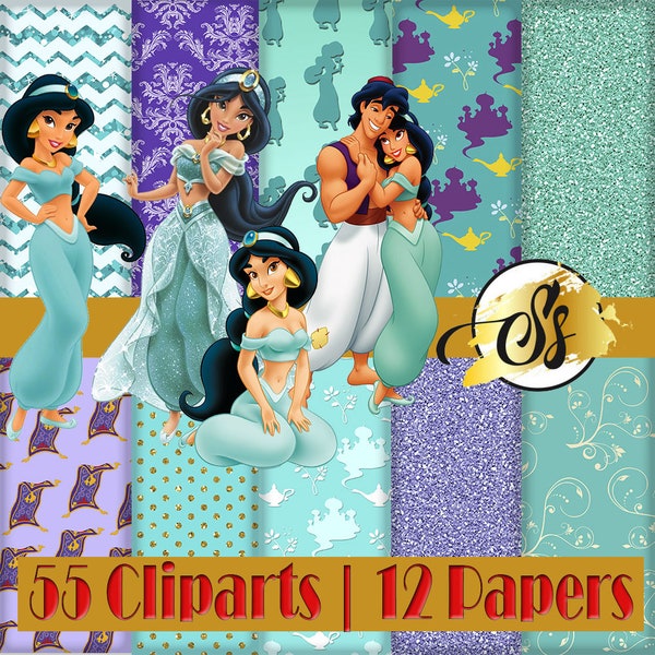Jasmine Clipart, Princess Jasmine PNG, Princess Birthday, Jasmine Digital Paper, Princess Jasmine Images cod:022