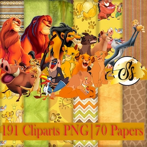 Roi Lion Clipart, Roi Lion PNG, Anniversaire du Roi Lion, Papier numérique du Roi Lion, Clipart Roi Lion, film Le Roi Lion cod:029, Le Roi Lion