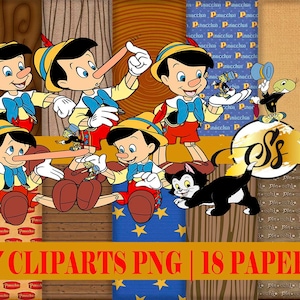 Pinocchio Clipart, Pinocchio Clipart, Pinocchio PNG, Pinocchio Birthday, Pinocchio Digital Paper, Pinocchio Sublimation, Pinocchio Papers