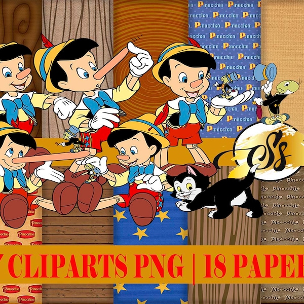 Pinocchio Clipart, Pinocchio Clipart, Pinocchio PNG, Pinocchio Anniversaire, Pinocchio Papier Numérique, Pinocchio Sublimation, Pinocchio Papiers