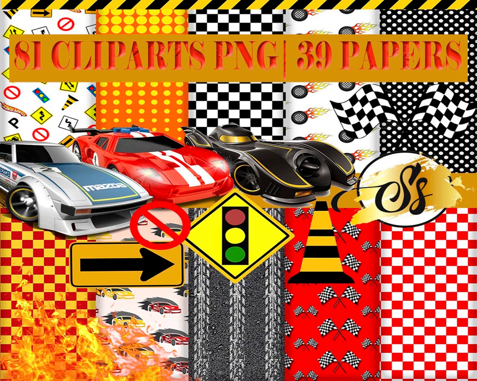 RACING CAR Clipart, Racing Car PNG, Cars Birthday, Racing Car Digital ...