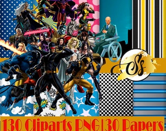 X men Clipart, Super Heroes Clipart, X men PNG, X men Birthday, X men Digital Paper, X men Scrapbook, X men Party, X men Sublimation, X men