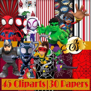 Spidey Clipart, Heroes Clipart, Spidey PNG, Spidey Birthday, Spidey Paper, Spiderman Clipart, Spidey Party, Spidey and his friends,Spiderman